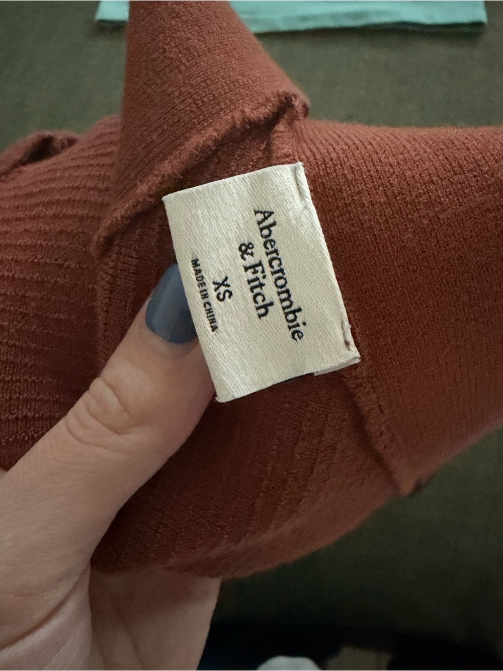 Abercrombie & Fitch Rust/Brown Ribbed Cross-Back Crop Top - Picture 3 of 3